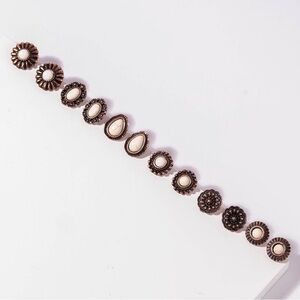 Western Concho Stones - Ivory Stud Fashion Earrings Set